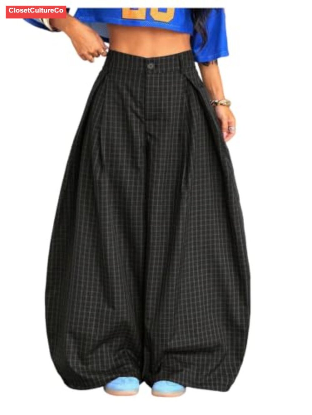 Women's High Rise Pleated Wide Leg Cargo Pants Oversized Barrel Y2K